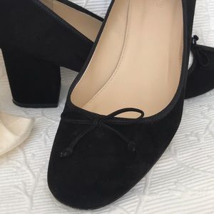 J-Crew Black Suede Ballet Pump, S9M
